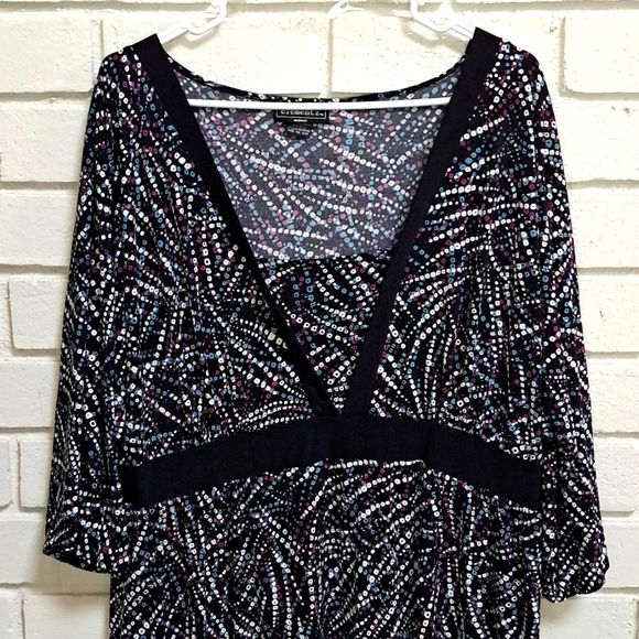 Elementz Multicolor 3/4 Sleeve Midi Dress Size 2X - Picture 2 of 6